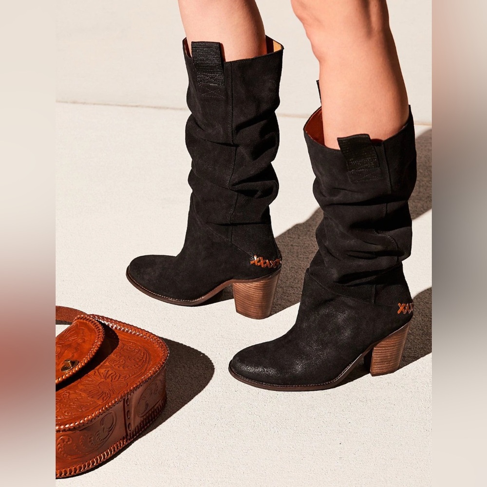 Free People Suede Leather Knee-High Montgomery Slouchy Heel EU 38 US 7.5 - 8